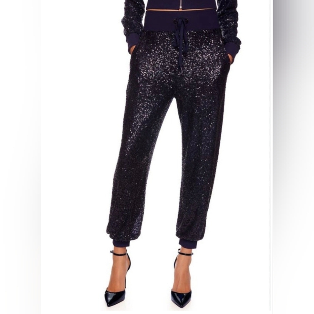 NWT Susana Monaco  Sequin Pants in Black Size S